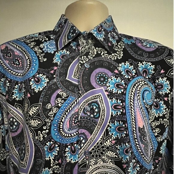 Jared Lang Mens Paisley Button Front Shirt Medium Cotton Sato 7689S Wearable Art - Picture 4 of 9